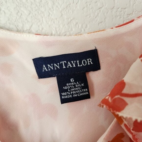 ANN TAYLOR x VINTAGE 90s flutter sleeveless silk floral top size 6 - Picture 4 of 6